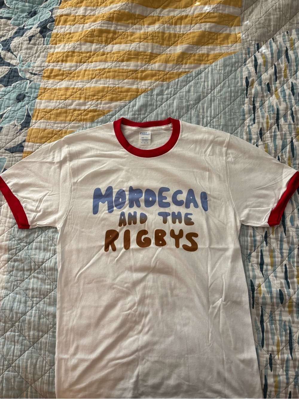 Brand New. Mordecai and the Rigbys Graphic Ringer Tee - White with Red Trim